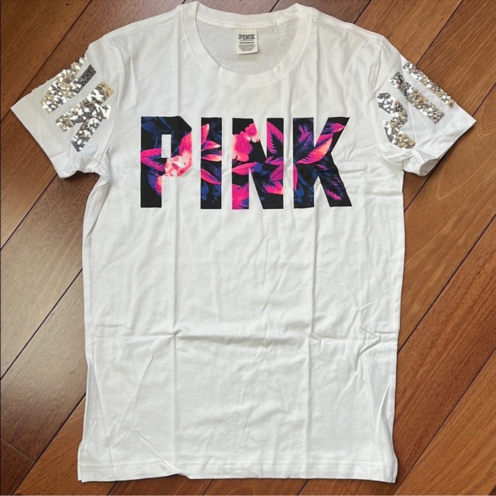 VS PINK T-Shirt with Floral Logo
